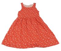 Červeno-bílé květované bavlněné šaty kiabi