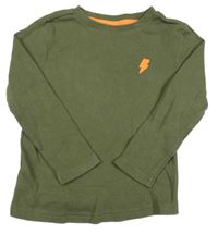 Khaki žebrované triko s výšivkou F&F