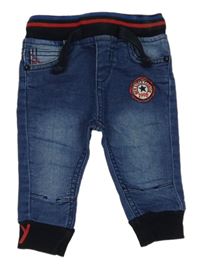 Tmavomdoré teplákové rifle s úpletovým pasem a nášivkou 