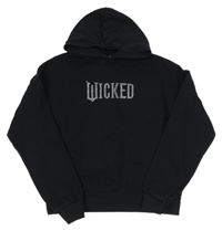 Černá mikina s nápisem z kamínků a kapucí H&M