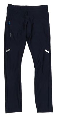 Tmavomodré sportovní funkční legíny s logem Kiprun