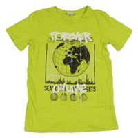 Limetkové tričko s planetou Chapter young