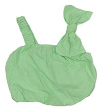 Zelený plátěný crop top s mašlí Zara
