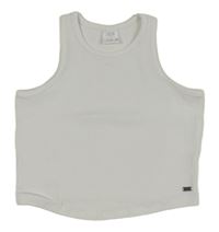 Bílý žebrovaný crop top Zara