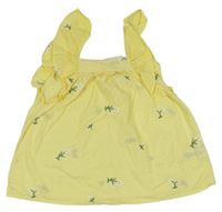 Žluté šaty s výšivkami květů Next