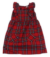 Červeno-tmavomodré kostkované šaty zn. Primark