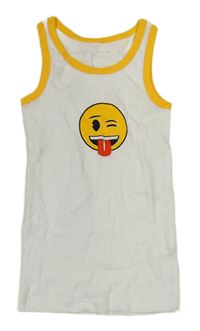 Bílo-žlutý nátělník se smajlíkem - Emoji