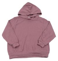 Fialová žebrovaná mikina s kapucí H&M