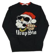 Černý vánoční svetr se Santou H&M