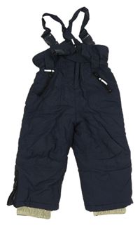 Tmavomodré šusťákové oteplovačky s kšandami