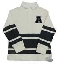 Nové - Bílo-antracitová mikina s pruhy a písmenem M&S