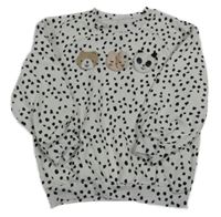 Bílo-černá puntíkatá mikina s 3D zvířátky Nutmeg