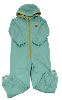 Tyrkysová softshellová kombinéza s příšerkou a kapucí Kuniboo