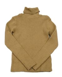 Okrový žebrovaný svetrový rolák Next