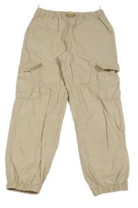 Béžové plátěné cargo cuff kalhoty C&A