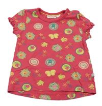 Fuchsiové tričko s ptáčky a motýlky Liegelind