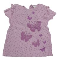 Lila puntíkaté tričko s motýlky Topolino