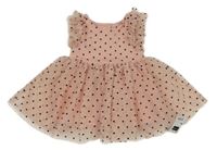 Nové - Růžovo-černé puntíkaté tylové šaty Dunnes Stores