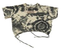 Béžovo-šedé batikované crop tričko s nápisem H&M