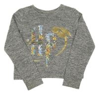 Šedé melírované úpletové crop triko - Harry Potter 