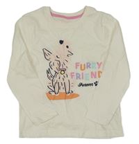 Bílé triko s pejskem a nápisy Primark