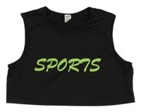 Černý sportovní crop top s nápisem Shein