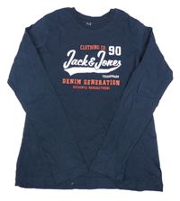 Tmavomodré triko s logem Jack & Jones