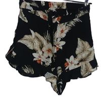 Dámské černé květované sukňové kraťasy s páskem River Island 