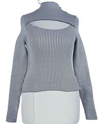 Dámský černo-bílý vzorovaný crop svetr s průstřihem Primark 