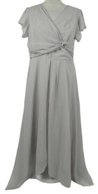 Dámské šedé šifonové midi šaty 