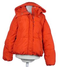 Dámská červená šusťáková zimní krátká bunda s kapucí F&F