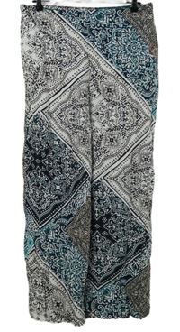 Dámské bílo-barevné vzorované volné kalhoty Papaya 