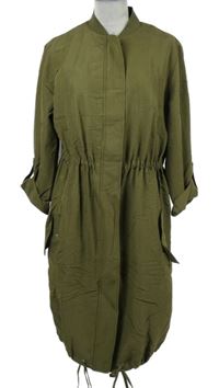 Nové - Dámská khaki dlouhá bunda se stahováním M&S