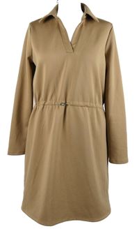 Dámské béžové šaty se stahováním a límečkem Primark