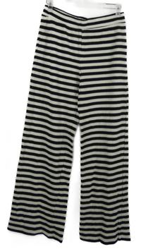 Dámské černo-bílé pruhované pletené palazzo kalhoty F&F