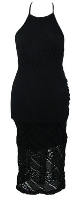 Nové - Dámské černé perforované midi šaty Bershka 