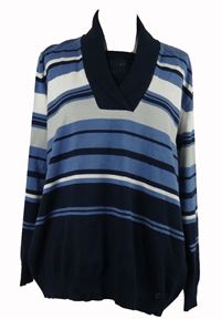 Dámský tmavomdoro-bílo-šedý pruhovaný svetr se stojáčkem Gollehaug 