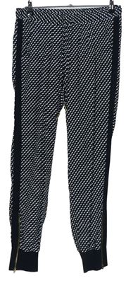 Dámské černo-šedé vzorované cuff teplákové kalhoty Be Beau 