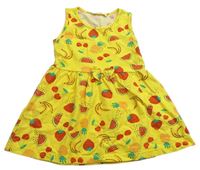 Žluté bavlněné šaty s ovocem 