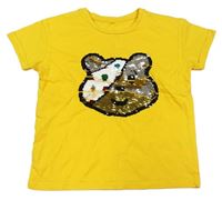 Žluté tričko s medvídkem Pudsey z překlápěcích flitrů George