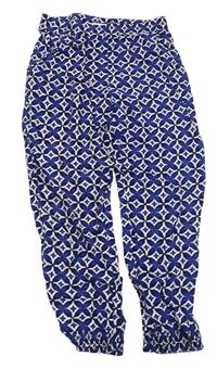 Modro-bílé vzorované lehké kalhoty H&M