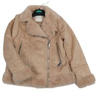 Růžová semišová zateplená bunda Next