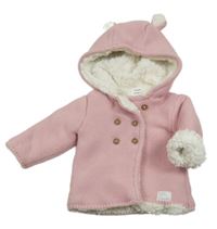 Růžový zateplený propínací svetr s kapucí John Lewis