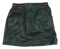 Tmavozelená koženková sukně se třpytivým pasem