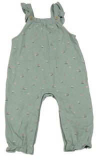 Khaki květinové laclové tepláky M&S