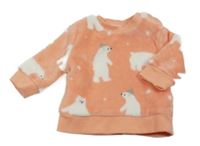 Korálová chlupatá mikina s medvědy 