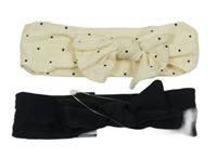 2x čelenka čená, smetanová puntíkatá