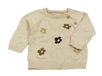 Světlebéžový svetr s kytičkami Ergee