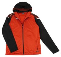 Červeno-černá thermo propínací mikina s nápisem a kapucí jako