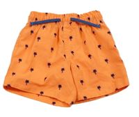 Neonově oranžové šusťákové kraťasy s palmami Primark